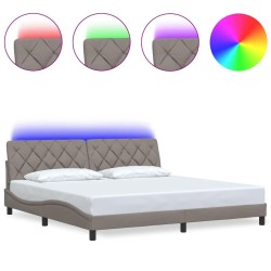 Cadre de lit avec LED sans matelas taupe 200x200 cm tissu 