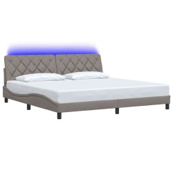 Cadre de lit avec LED sans matelas taupe 200x200 cm tissu 