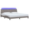Cadre de lit avec LED sans matelas taupe 200x200 cm tissu 