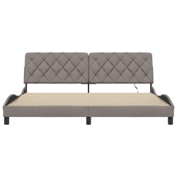 Cadre de lit avec LED sans matelas taupe 200x200 cm tissu 