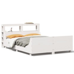 Cadre de lit sans matelas blanc 135x190 cm bois de pin massif 