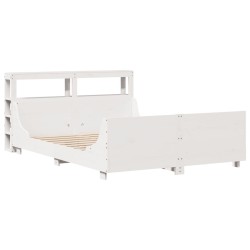 Cadre de lit sans matelas blanc 135x190 cm bois de pin massif 