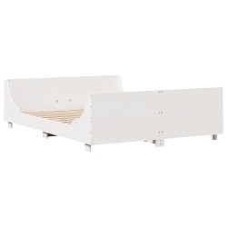 Cadre de lit sans matelas blanc 135x190 cm bois de pin massif 