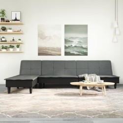 Canapé-lit en forme de L gris foncé 255x140x70 cm tissu 