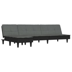 Canapé-lit en forme de L gris foncé 255x140x70 cm tissu 