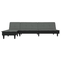 Canapé-lit en forme de L gris foncé 255x140x70 cm tissu 