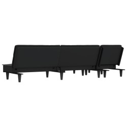 Canapé-lit en forme de L gris foncé 255x140x70 cm tissu 
