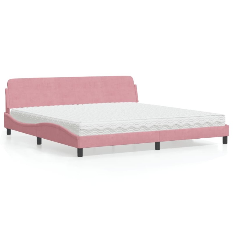 Lit avec matelas rose 200x200 cm velours 