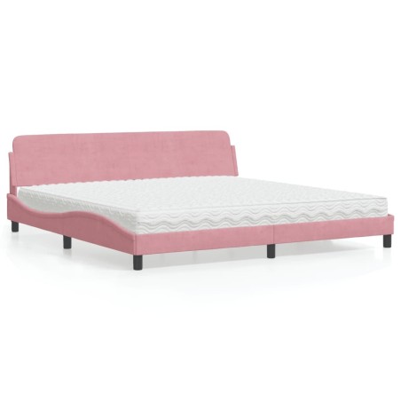 Lit avec matelas rose 200x200 cm velours 