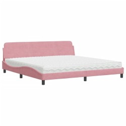 Lit avec matelas rose 200x200 cm velours 