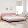 Lit avec matelas rose 200x200 cm velours 