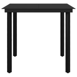 Ensemble à manger de jardin coussins 5 pcs Résine tressée Verre 