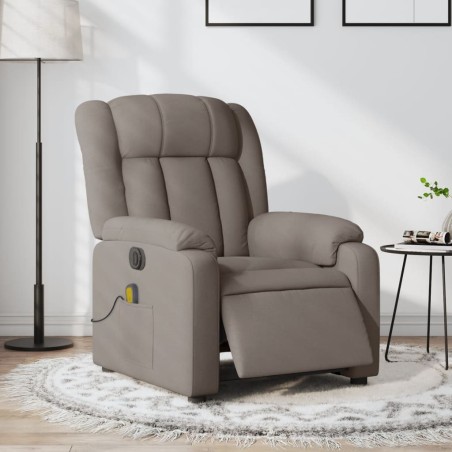 Fauteuil de massage inclinable électrique Taupe Tissu 