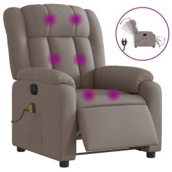 Fauteuil de massage inclinable électrique Taupe Tissu 