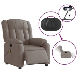 Fauteuil de massage inclinable électrique Taupe Tissu 