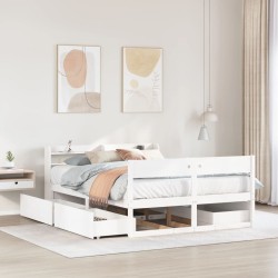 Cadre de lit sans matelas blanc 150x200 cm bois de pin massif 