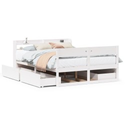 Cadre de lit sans matelas blanc 150x200 cm bois de pin massif 