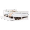 Cadre de lit sans matelas blanc 150x200 cm bois de pin massif 