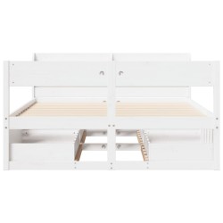 Cadre de lit sans matelas blanc 150x200 cm bois de pin massif 