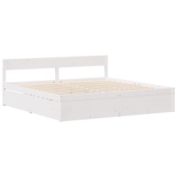 Cadre de lit sans matelas blanc 150x200 cm bois de pin massif 