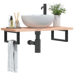 Supports d'étagères pour lavabo 2 pcs noir rectangulaire acier 