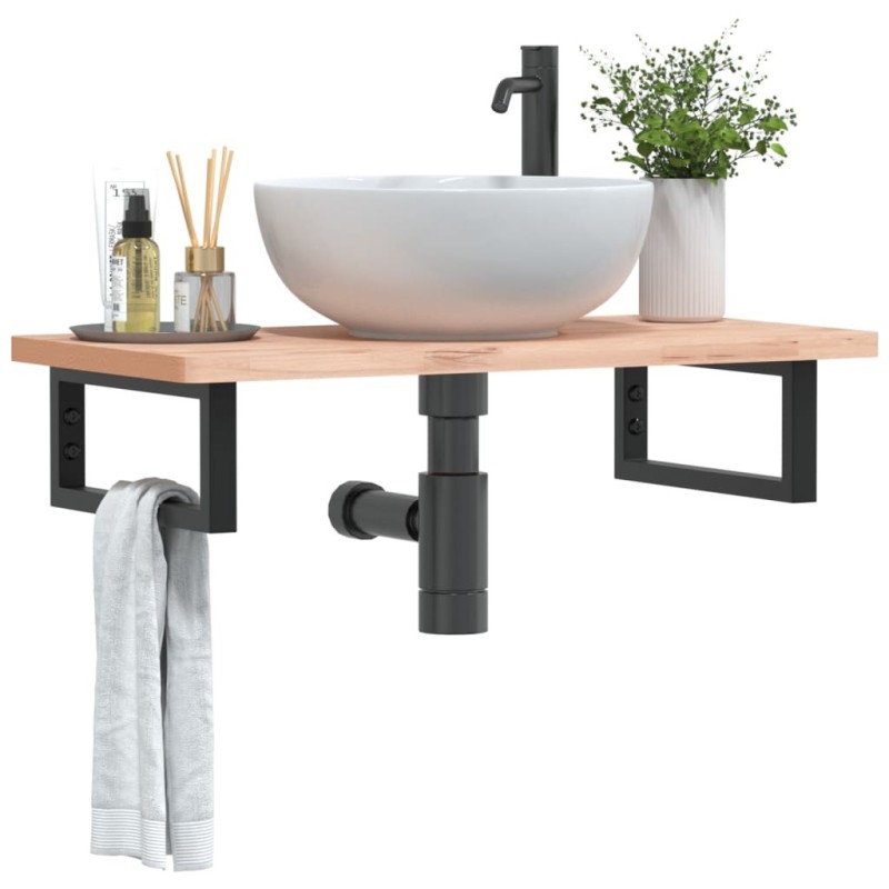Supports d'étagères pour lavabo 2 pcs noir rectangulaire acier 