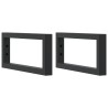 Supports d'étagères pour lavabo 2 pcs noir rectangulaire acier 
