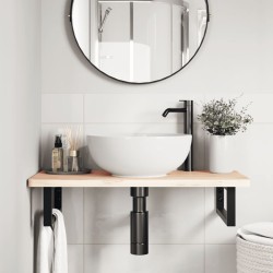 Supports d'étagères pour lavabo 2 pcs noir rectangulaire acier 