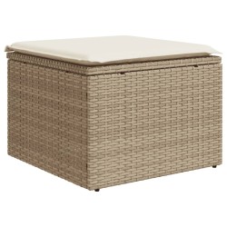 Salon de jardin avec coussins 6 pcs beige résine tressée 