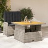 Ensemble à manger de jardin et coussins 2 pcs gris rotin 