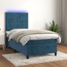 Sommier à lattes de lit matelas et LED Bleu foncé 100x200 cm 