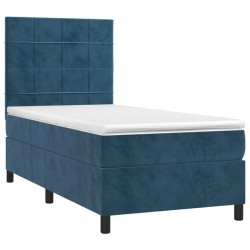 Sommier à lattes de lit matelas et LED Bleu foncé 100x200 cm 