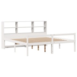 Lit bibliothèque sans matelas blanc 180x200 cm bois pin massif 