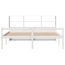 Lit bibliothèque sans matelas blanc 180x200 cm bois pin massif 