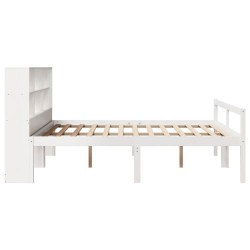 Lit bibliothèque sans matelas blanc 180x200 cm bois pin massif 