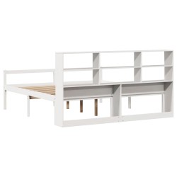 Lit bibliothèque sans matelas blanc 180x200 cm bois pin massif 
