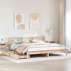Lit bibliothèque sans matelas 200x200 cm bois massif de pin 