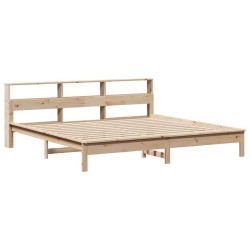 Lit bibliothèque sans matelas 200x200 cm bois massif de pin 