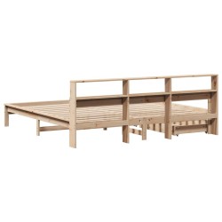 Lit bibliothèque sans matelas 200x200 cm bois massif de pin 