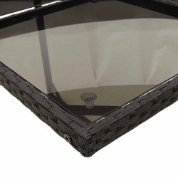 Ensemble à manger de jardin 9pcs coussins noir résine tressée 