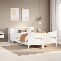 Cadre de lit sans matelas blanc 120x200 cm bois de pin massif 