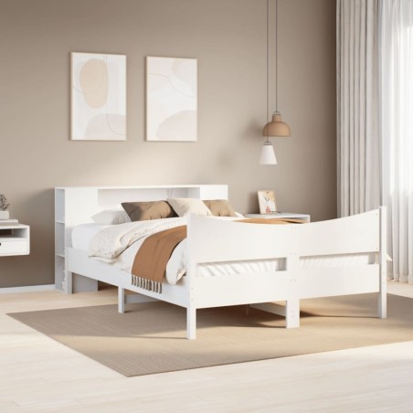 Cadre de lit sans matelas blanc 120x200 cm bois de pin massif 