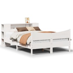 Cadre de lit sans matelas blanc 120x200 cm bois de pin massif 