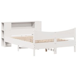 Cadre de lit sans matelas blanc 120x200 cm bois de pin massif 