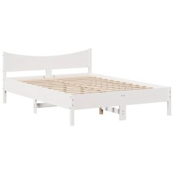 Cadre de lit sans matelas blanc 120x200 cm bois de pin massif 