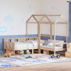 Ensemble de lit de jour et de banc avec toit sans matelas 