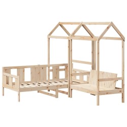 Ensemble de lit de jour et de banc avec toit sans matelas 