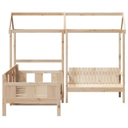 Ensemble de lit de jour et de banc avec toit sans matelas 