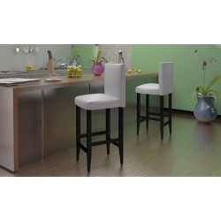 Tabourets de bar lot de 4 blanc similicuir 