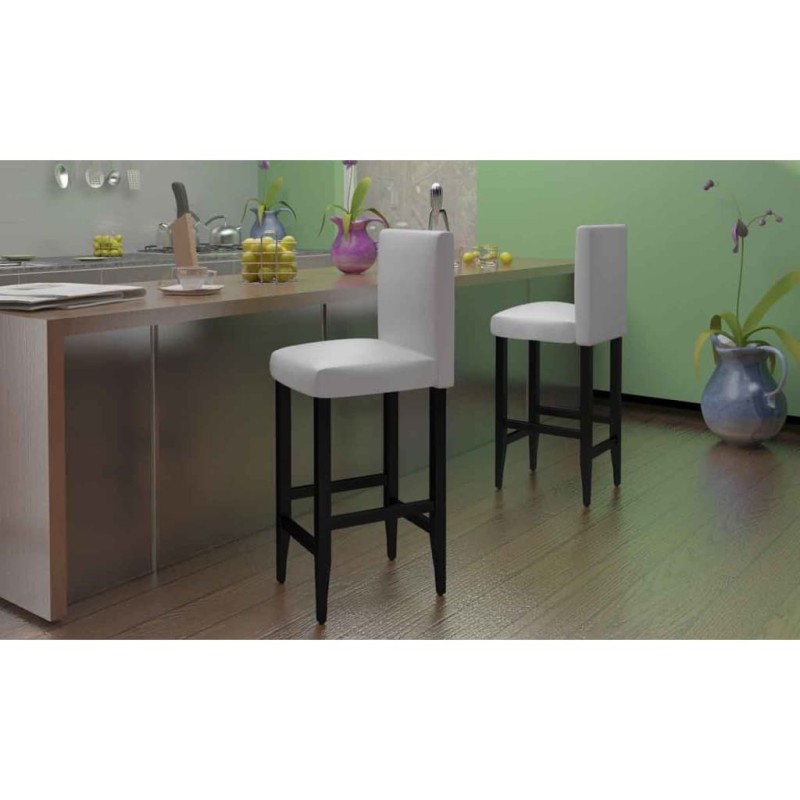 Tabourets de bar lot de 4 blanc similicuir Tabourets de bar lot de 4 blanc similicuir